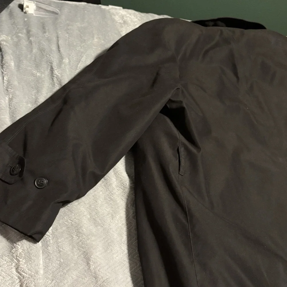 Newport Harbor Mens Trench Coat 44R Black All Weather Lining Long